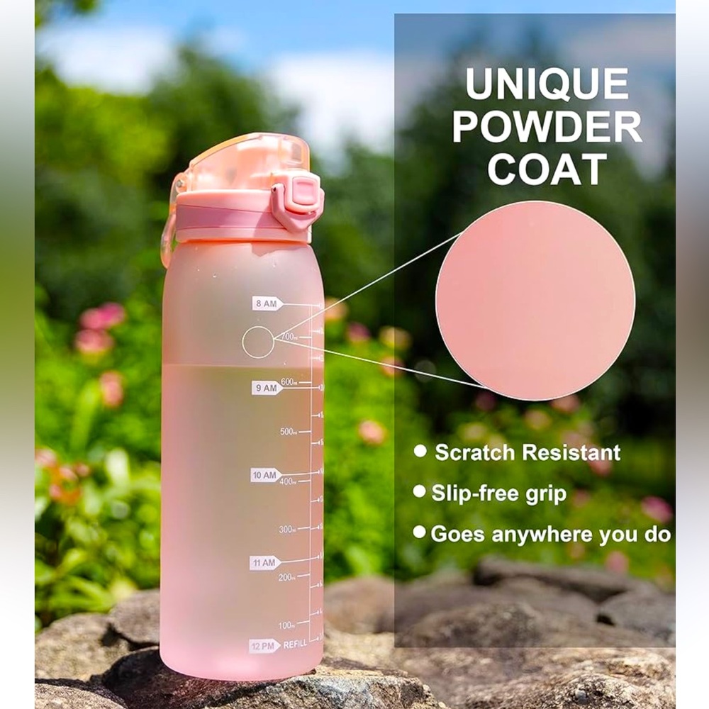 Pink 30oz Water Bottle with Time Markers and Filter NEW